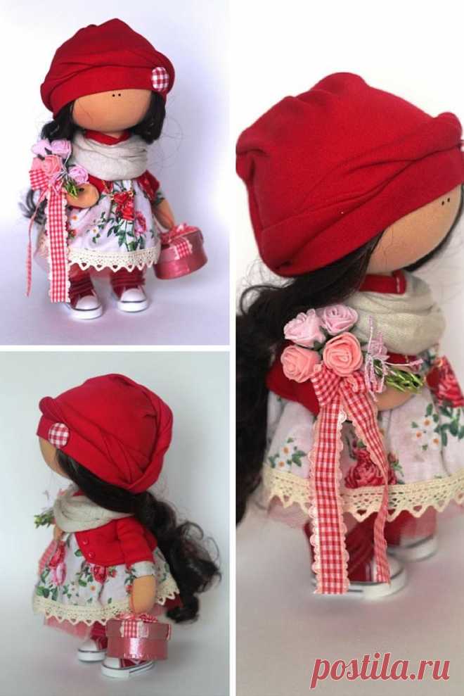 Tilda doll Fabric doll Summer doll handmade red black color | Etsy