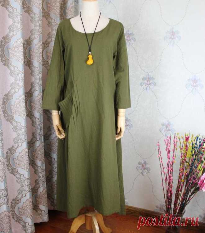 Linen olive green Dresses Women midi Dress Linen Kaftan | Etsy