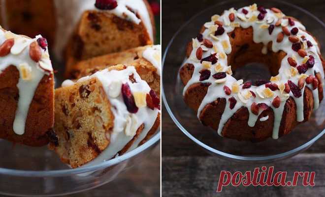 Рождественский кекс с арахисом, апельсином и шоколадом - Christmas peanut cake with orange and choco