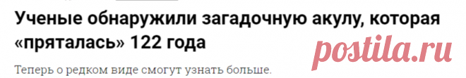 Ученые обнаружили загадочную акулу, которая пряталась 122 года - Новости Mail.ru