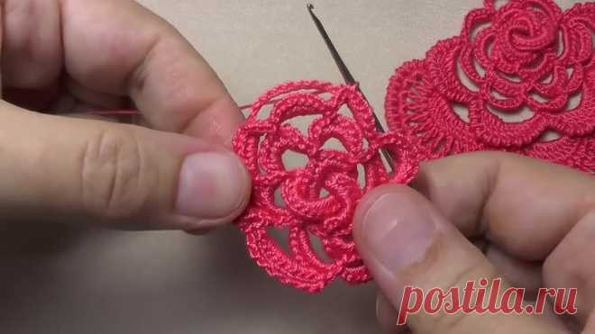 Вязание РОЗЫ для ирландского кружева. Вязание на бурдоне. Rose Crochet