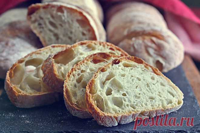 Как испечь домашний хлеб чиабатта с большими дырками в духовке