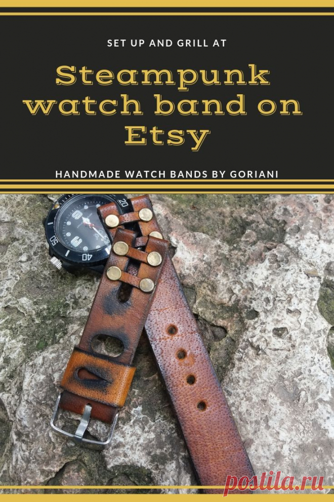 Steampunk watch band on etsy .This Unique handmade apple watch band is created by Goriani.