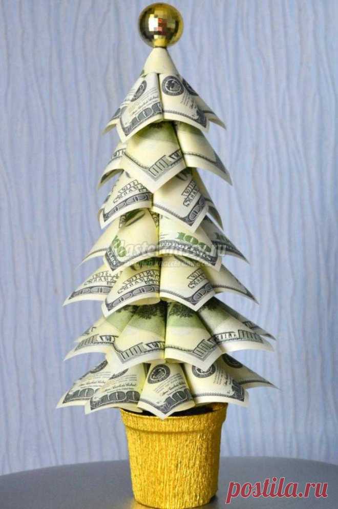 Денежная елочка из долларов своими руками. Мастер-класс с пошаговыми фото