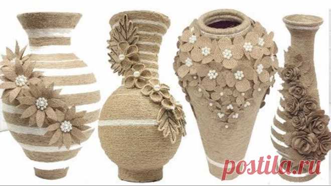 Best collection 5 jute flower vase | Home decorating ideas handmade