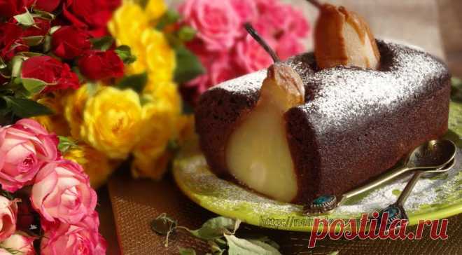 Постный шоколадный кекс с грушами, пошаговый рецепт с фото