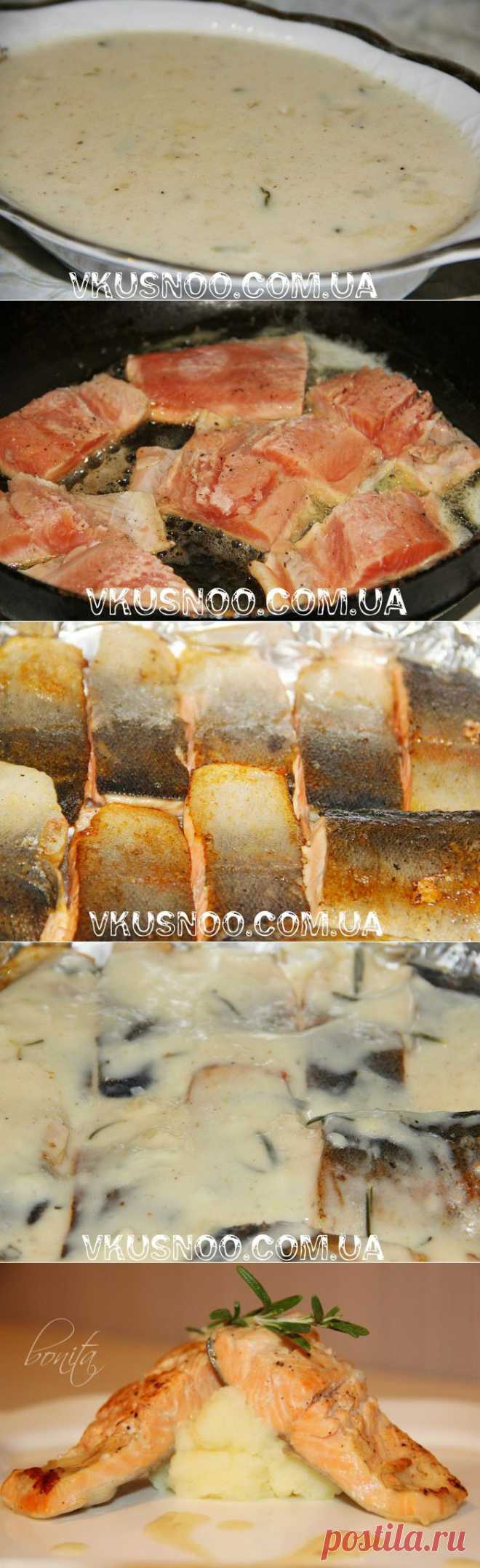 СЁМГА ПОД БЕЛЫМ СОУСОМ.