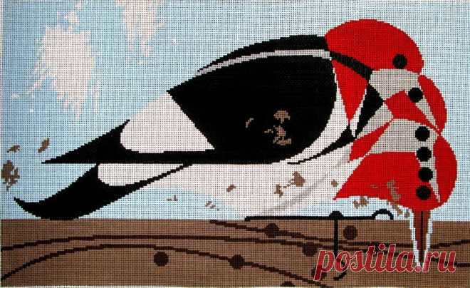 Charley Harper Needlepoint Head Banger