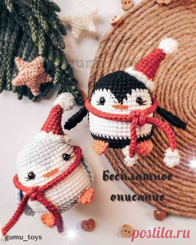 Новогодний пингвин описание вязания | Hi Amigurumi