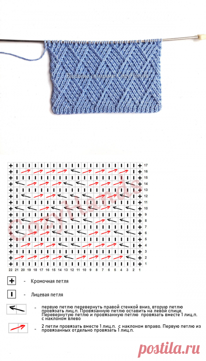 Оригинальный узор Ромбы из диагоналей для вязания теплых свитеров, платьев, пледов | Вязание спицами CozyHands | Яндекс Дзен