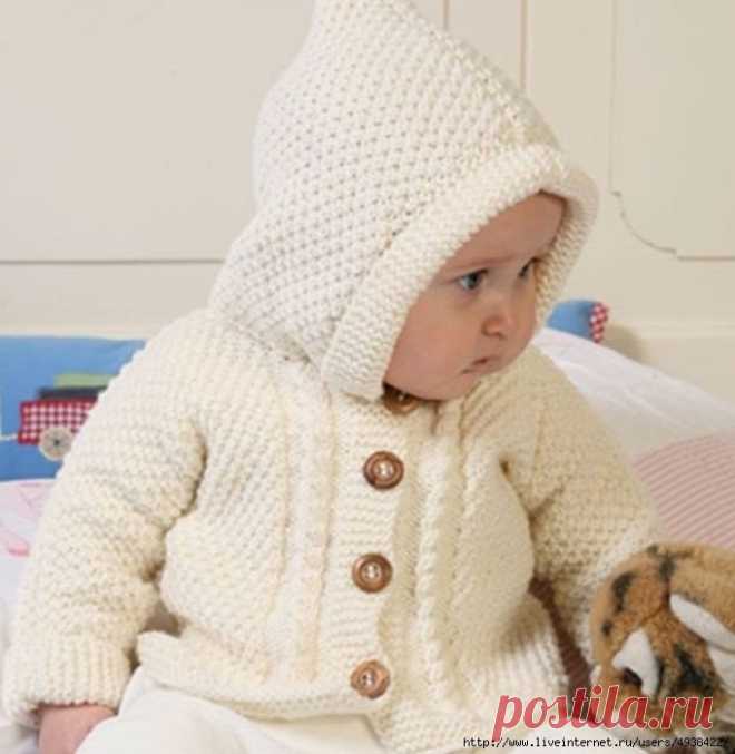 Жакет с капюшоном для малышей от 1-3 месяцев до 3-4 лет (Вязание спицами) | Журнал Вдохновение Рукодельницы