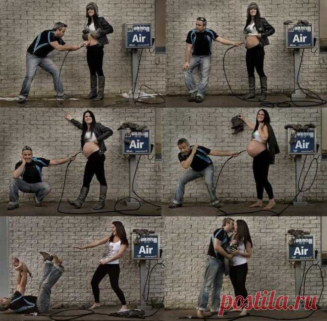 Cute pregnancy photo timeline using an air pump