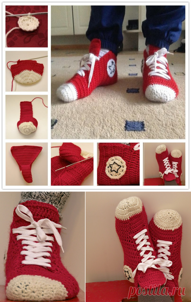 Crochet Converse Slippers Pattern ( FREE) | BeesDIY.com
