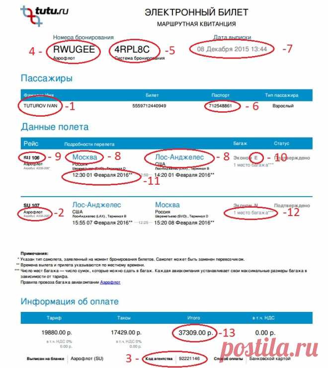 Как расшифровать авиабилет (маршрутную квитанцию)