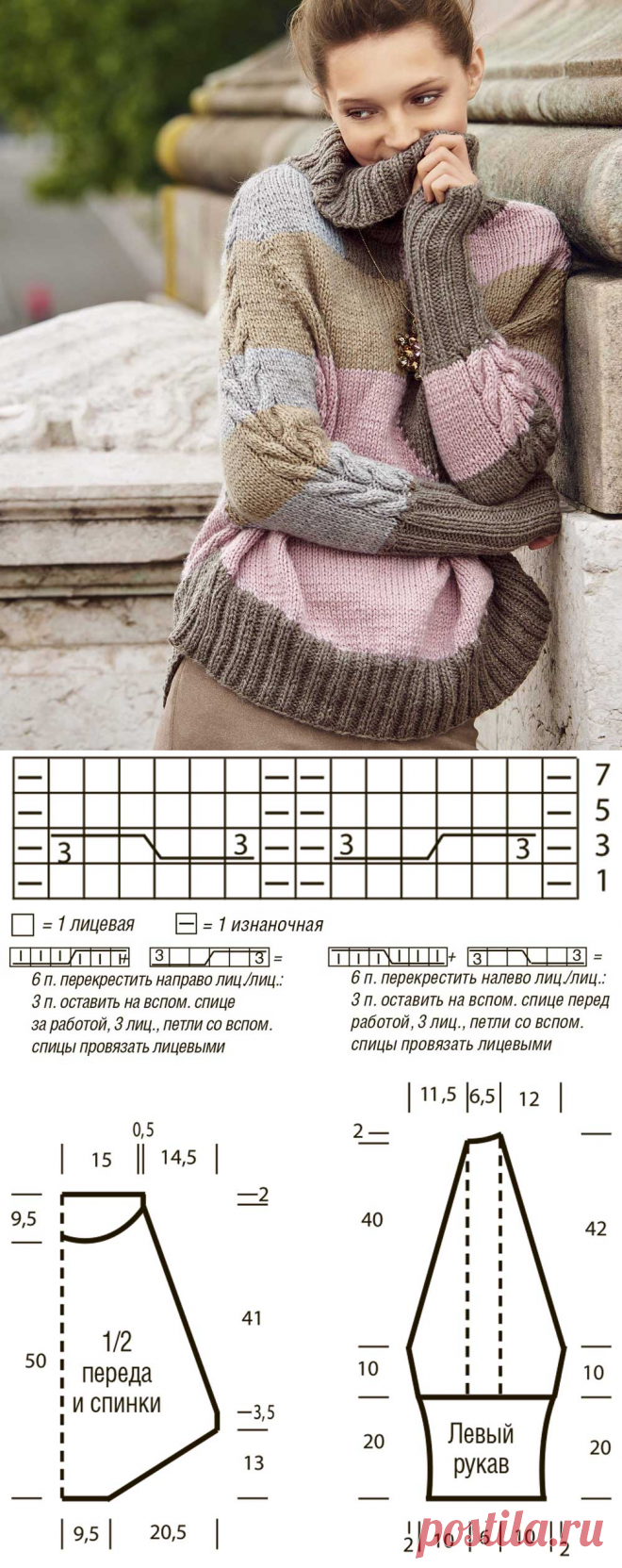 Свитер в пастельных тонах - схема вязания спицами. Вяжем Свитеры на Verena.ru