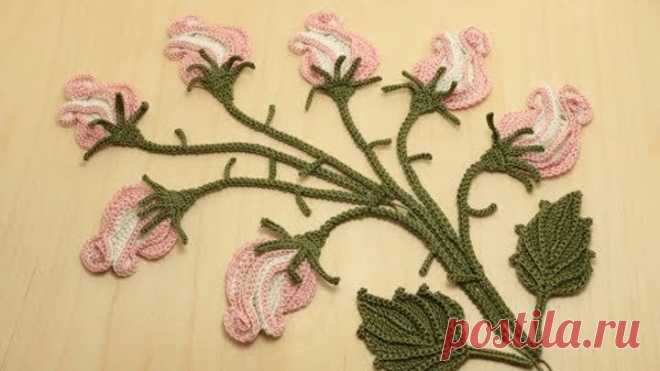 Вязание БУТОНА ЦВЕТКА РОЗЫ крючком crochet flowers the roses
