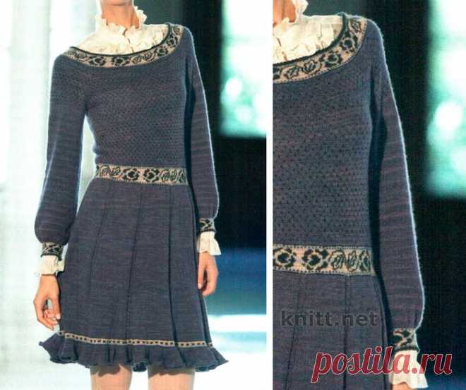 Платье с жаккардовыми вставками | knitt.net | Все о вязании