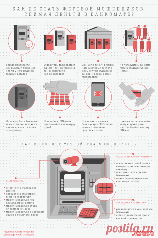 Как не стать жертвой мошенников, снимая деньги в банкомате? Инфографика