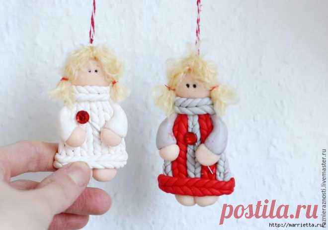 Рождественские ангелы или зимние девочки из полимерной глины. Мастер-класс