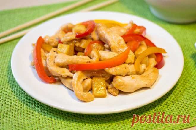 Курица со сладким перцем и ананасом - пошаговый рецепт с фото - курица со сладким перцем и ананасом - как готовить: ингредиенты, состав, время приготовления - Леди@Mail.Ru