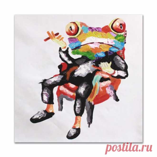 2019 Happy Frog Wearing Glasses Cartoon Animal Handpainted Oil Painting On Canvas Modern Abstract Wall Art Bedroom Decoration From Petbaby, $25.11 | DHgate.Com