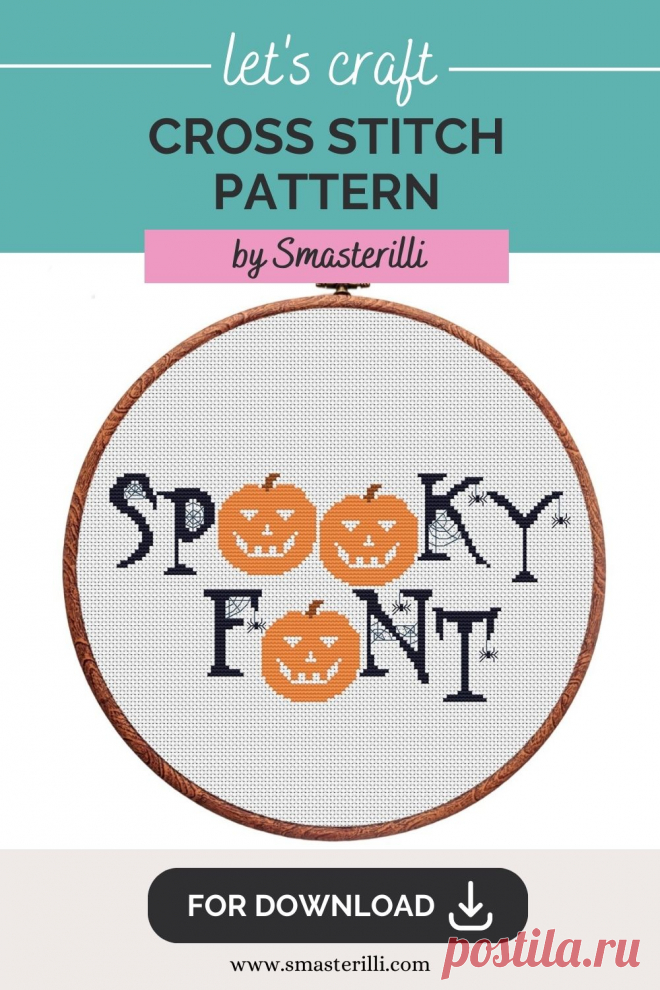 Halloween gothic alphabet cross stitch pattern PDF by Smasterilli. Digital cross stitch pattern for instant download. Halloween handmade crafts