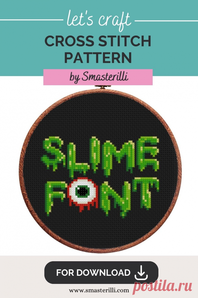 Green slime alphabet cross stitch pattern by Smasterilli.Digital cross stitch pattern for instant download. Halloween handmade crafts