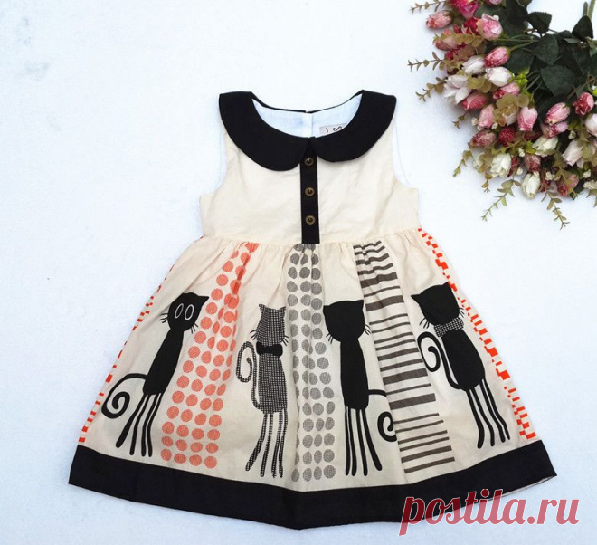 Aliexpress.com: Купить Ху солнце розничная продажа 1 шт. новые 2015 летние девушки дети кошка напечатаны рукавов животных высокая qualith платье ( без пояса ) из Надежный одеваться женщины поставщиков на Hu Sunshine Store