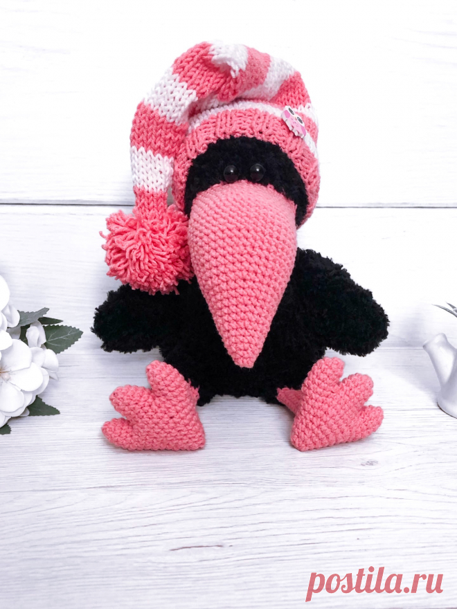 PDF Карлуша крючком. FREE crochet pattern; Аmigurumi bird patterns. Амигуруми схемы и описания на русском. Вязаные игрушки и поделки своими руками #amimore - ворона, ворон, птица, птичка.
