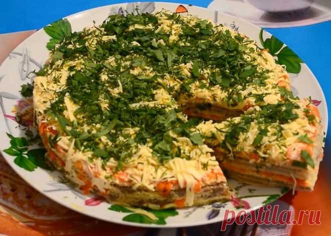 Селёдочный торт на вафельных коржах рецепт с фото - 1000.menu