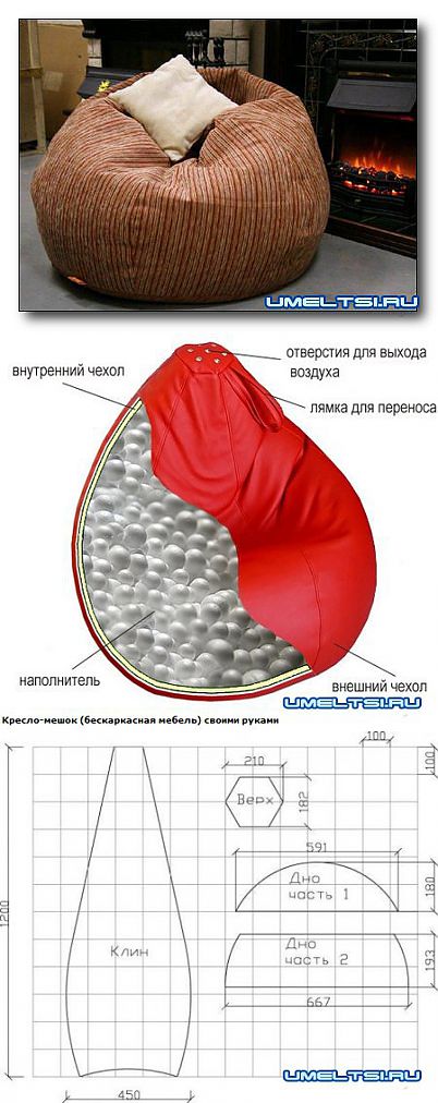 Кресло бескаркасное своими руками выкройки