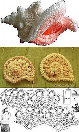 Связать крючком ракушку схема