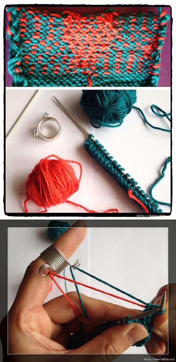 Спрятать нитки. Вязание двумя нитками. Приспособление для многоцветного вязания. Вязание спицами разными нитками. Приспособление для вязания двумя нитками.